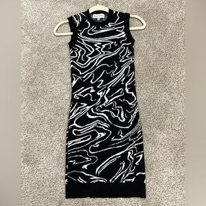 Elegant Black and White Patterned Mini Dress
